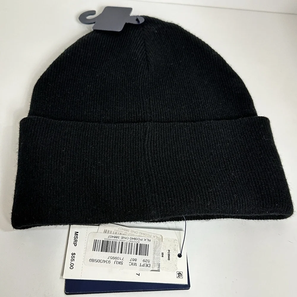 Polo Ralph Lauren Reversible Big Pony Knit Beanie Black Ski Hat Cap One Size NEW